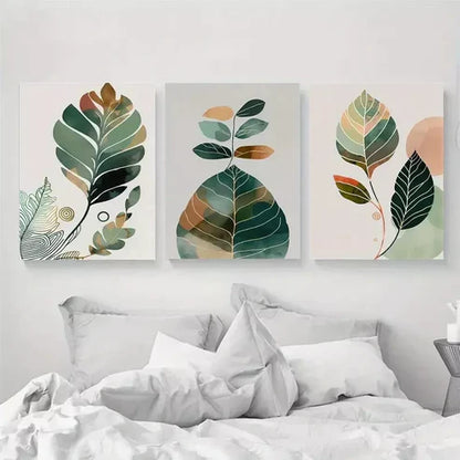 3pcs Bohemian Mid-Century Modern Style Wall Art Canvas Unframed - High Quality Print 100% Australian Made Wall Canvas - Bella Home Decor