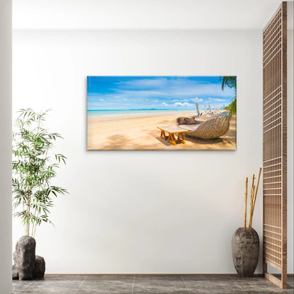 Tropical Beach and Sandy Shore Wall Art Canvas Office Home Framed 120x60cm