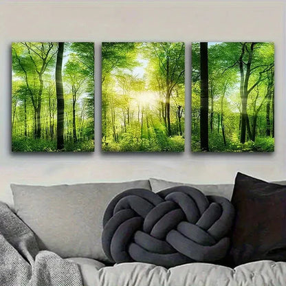 3pcs Sunlit Spring Forest Wall Art Set Canvas Unframed - High Quality Print 100% Australian Made Wall Canvas - Bella Home Decor