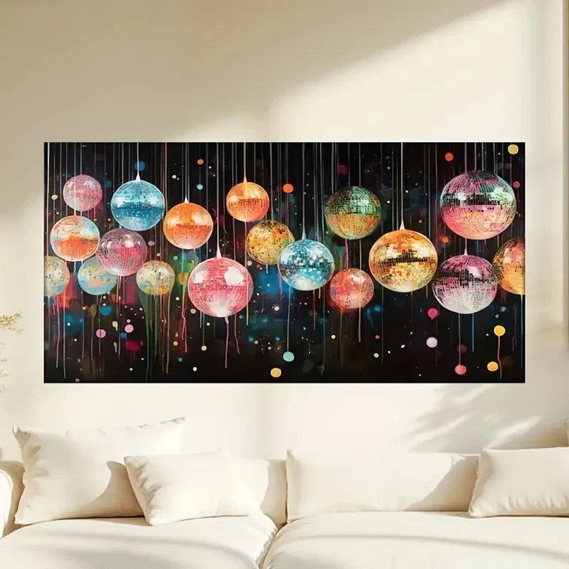 Colorful Disco Balls Abstract Wall Art Canvas Office Home Room Framed 120x60cm