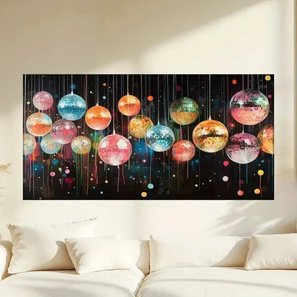 Colorful Disco Balls Abstract Wall Art Canvas Office Home Room Framed 120x60cm