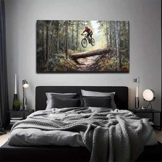 Extreme Athlete Over The Stake Wall Art Canvas Office Home Room Framed 120x60cm