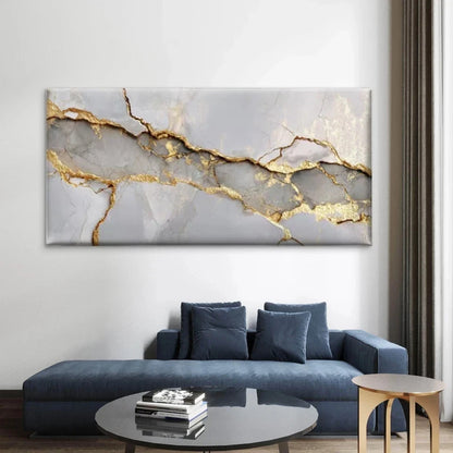 Golden Abstract Gray Wall Art Canvas Office Home Room Framed 120x60cm
