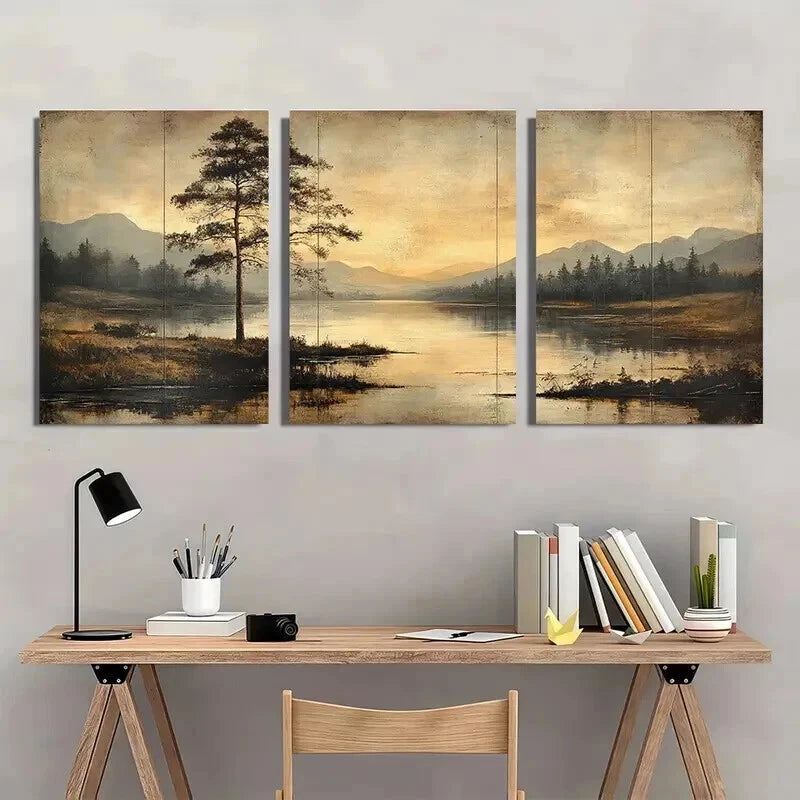 3pcs Serene Countryside Landscape Wall Art Set Canvas Framed 40x60cm - High Quality Print 100% Australian Made Wall Canvas Ready to Hang - Bella Home Decor