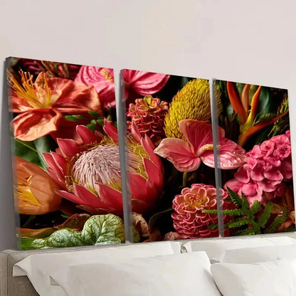 3pcs tropical flowers botanical beauty floral Wall Art Set Canvas Framed 60x90cm - High Quality Print 100% Australian Made Wall Canvas Ready to Hang