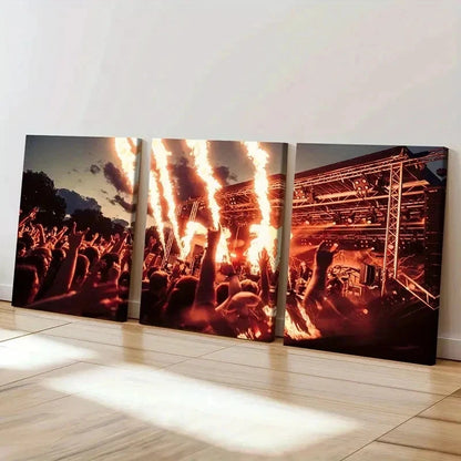 3pcs Band Performance Scene Decoration Wall Art Set Canvas Framed 40x60cm - High Quality Print 100% Australian Made Wall Canvas Ready to Hang - Bella Home Decor