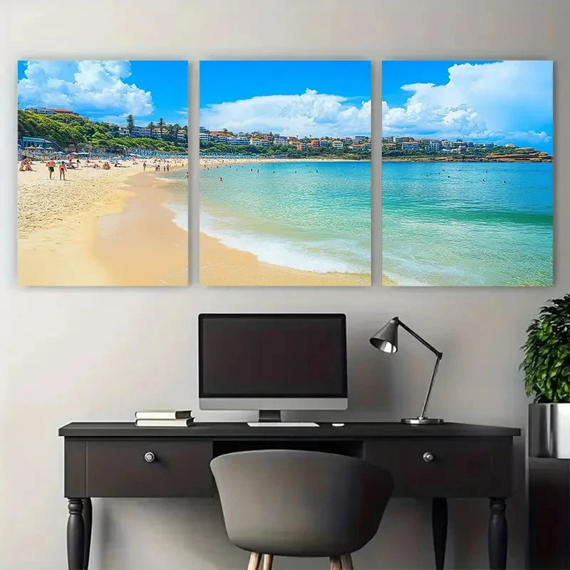 3pcs Australia Art Bondi Beach Travel  Wall Art Set Canvas Framed 40x60cm - High Quality Print 100% Australian Made Wall Canvas Ready to Hang - Bella Home Decor