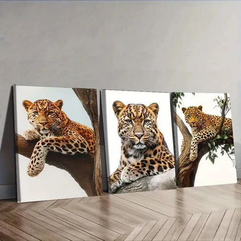 3pcs Leopard Wall Art Set Canvas Unframed – High Quality Print 100% Australian Made Wall Canvas - Bella Home Decor
