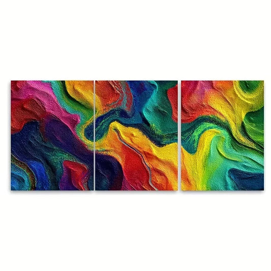 3pcs Modern Abstract Multicolor Wall Art Set Canvas Framed 50x70cm - High Quality Print 100% Australian Made Wall Canvas Ready to Hang