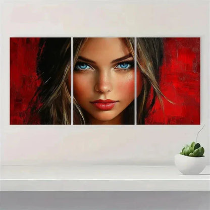 3pcs Beautiful Girl With Blue Eyes Wall Art Canvas Unframed - High Quality Print 100% Australian Made Wall Canvas - Bella Home Decor
