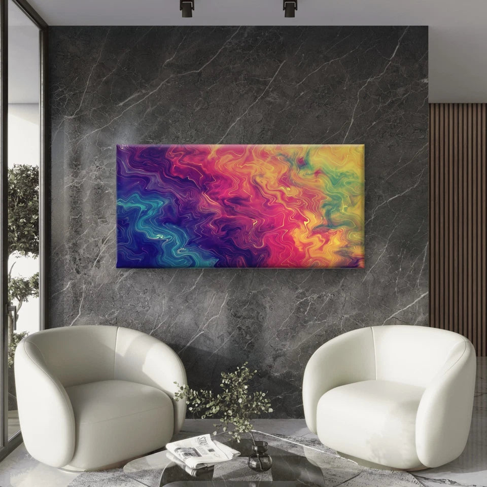 Line Art With Colorful Patterns Wall Art Canvas Office Home Room Framed 120x60cm