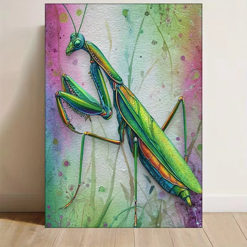 Praying Mantis Painting  60x90cm Metal Print Ready to Hang