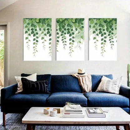3pcs Eucalyptus Leaves, Hanging Vines   Wall Art Set Canvas Framed 60x90cm - High Quality Print 100% Australian Made Wall Canvas Ready to Hang