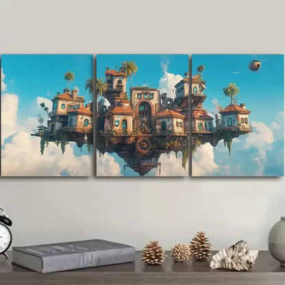 3pcs Deco Classic Modern Floating Island Wall Art Set Canvas Unframed - High Quality Print 100% Australian Made Wall Canvas - Bella Home Decor