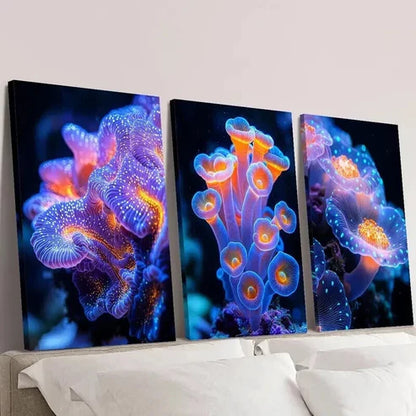 3pcs Colorful Coral Reefs with Various Flowers Wall Art Canvas Unframed – High Quality Print 100% Australian Made Wall Canvas - Bella Home Decor