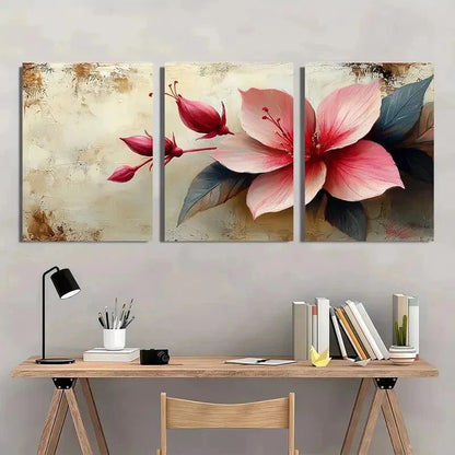3pcs Fuchsia Flower Beige Fuchsia Perfect Wall Art Set Canvas Framed 50x70cm - High Quality Print 100% Australian Made Wall Canvas Ready to Hang - Bella Home Decor