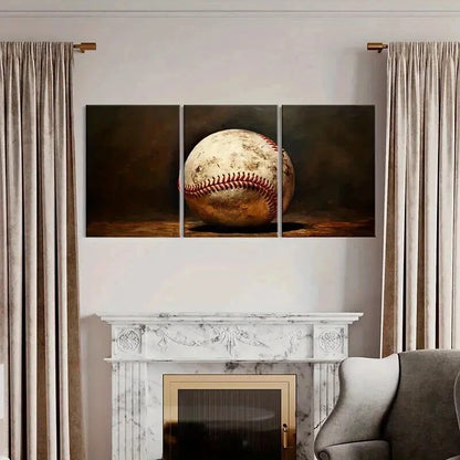 3pcs Abstract Aesthetic Baseball Decor Wall Art Set Canvas Framed 50x70cm - High Quality Print 100% Australian Made Wall Canvas Ready to Hang - Bella Home Decor