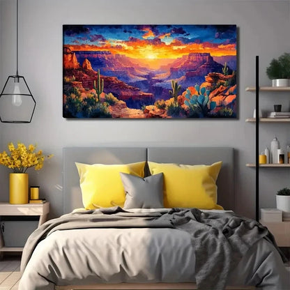 Sunrise In The Canyon Wall Art Canvas Office Home Room Framed 120x60cm
