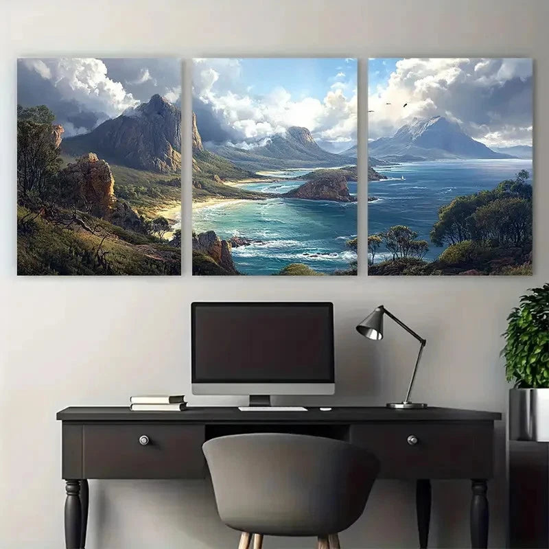 3pcs Tasmania Adventure Seashore & Wildlife  Wall Art Set Canvas Framed 60x90cm - High Quality Print 100% Australian Made Wall Canvas Ready to Hang - Bella Home Decor