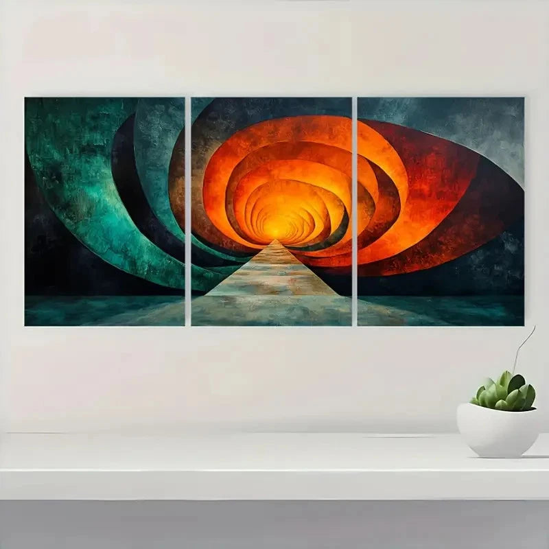 3pcs  Geometric Spiral Ring Circle XC  Framed Wall Art Set Canvas Framed 50x70cm - High Quality Print 100% Australian Made Wall Canvas Ready to Hang - Bella Home Decor