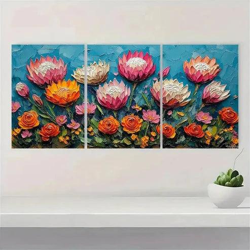 3pcs OlgaNikitin Art Framed Protea Flower RT Wall Art Set Canvas Unframed - High Quality Print 100% Australian Made Wall Canvas - Bella Home Decor