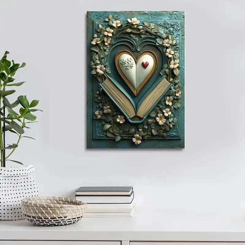 Beautiful Ohjessmarie Heart Blossoms, Painting 40x60cm Metal Print Ready to Hang - Bella Home Decor