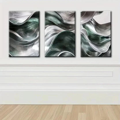 3pcs Wavy Abstract Design Metal Print Ready to Hang Art
