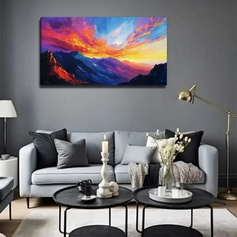 Majestic Sky And Mountain Wall Art Canvas Office Home Room Framed 120x60cm