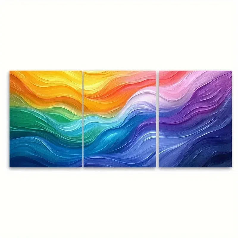 3pcs Rainbow Abstract Art VI  Wall Art Set Canvas Framed 40x60cm - High Quality Print 100% Australian Made Wall Canvas Ready to Hang