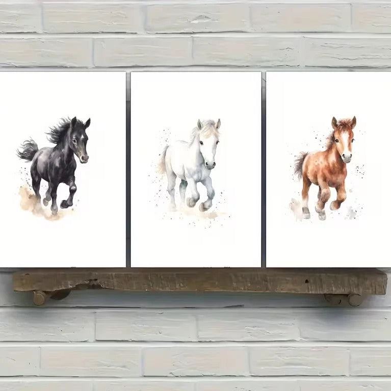 3pcs Horse Imagery Wall Art Set Canvas Framed 60x90cm High Quality Print 100% Australian Made Wall Canvas Ready to Hang