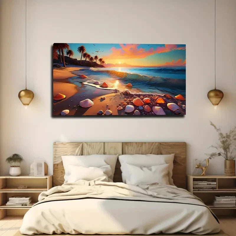 Seashells By The Beach Wall Art Canvas Office Home Room Framed 120x60cm
