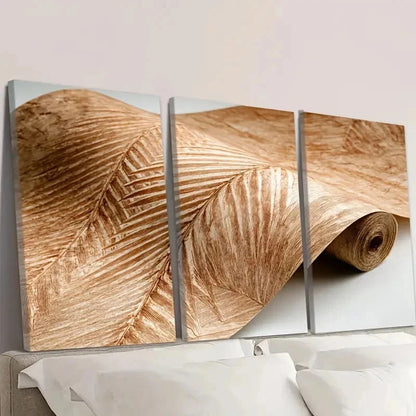 3pcs Palm Peeling Bark Light Brown Wall Art Set Canvas Framed 50x70cm - High Quality Print 100% Australian Made Wall Canvas Ready to Hang