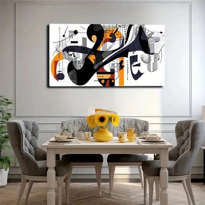 Impressionist Music Symbols Wall Art Canvas Office Home Room Framed 120x60cm