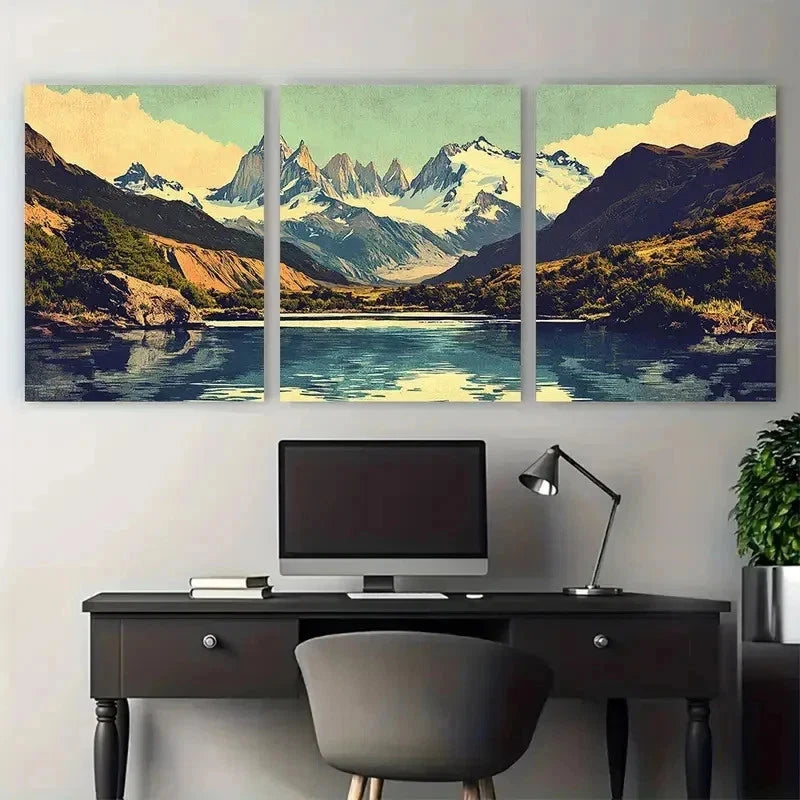 3pcs South America Poster Andes Nature Perfect Wall Art Set Canvas Framed 50x70cm - High Quality Print 100% Australian Made Wall Canvas Ready to Hang