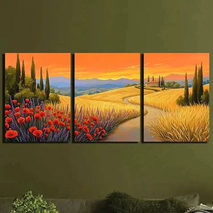 3pcs Flowers Blooming in The Countryside Wall Art Canvas Unframed – High Quality Print 100% Australian Made Wall Canvas - Bella Home Decor