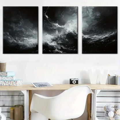 3pcs Abstract Waves And Splashes Perfect Wall Art Set Canvas Framed 60x90cm - High Quality Print 100% Australian Made Wall Canvas Ready to Hang - Bella Home Decor