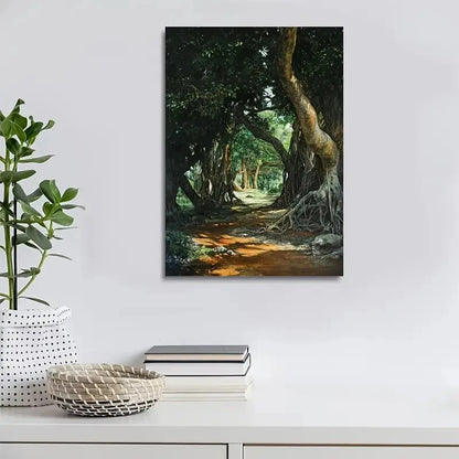 Beautiful Rustic Banyan Forest Serene Woodsy Scene 40x60cm Metal Print Ready to Hang