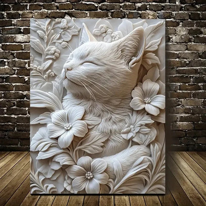 Featuring an American Shorthair Cat Among Flowers 40x60cm Metal Print Ready to Hang - Bella Home Decor