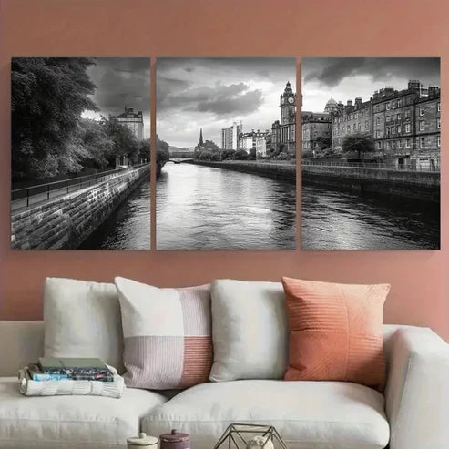 3pcs Black And White Painterly Perfect Wall Art Set Canvas Unframed - High Quality Print 100% Australian Made Wall Canvas - Bella Home Decor