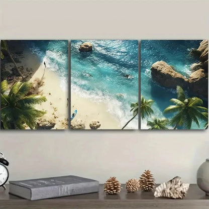 3pcs Tropical Beach Scene  sunny day  Wall Art Canvas  Framed 60x90cm - High Quality Print 100% Australian Made Wall Canvas Ready to Hang