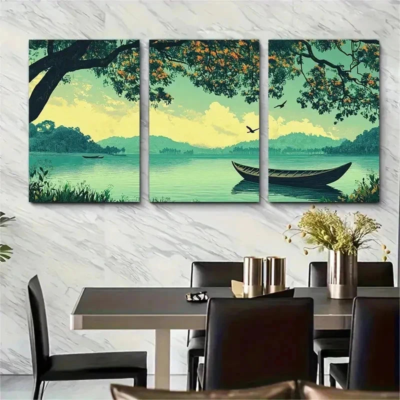 3pcs Bangladesh Travel Asian Decor Perfect Wall Art Set Canvas Framed 50x70cm - High Quality Print 100% Australian Made Wall Canvas Ready to Hang - Bella Home Decor