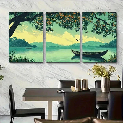 3pcs Bangladesh Travel Asian Decor Perfect Wall Art Set Canvas Framed 50x70cm - High Quality Print 100% Australian Made Wall Canvas Ready to Hang - Bella Home Decor