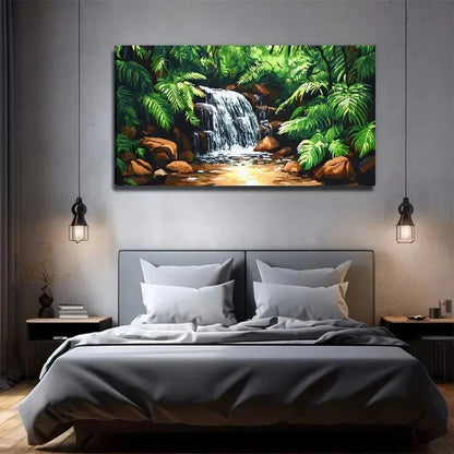 Deco Bohemian Style Waterfall Wall Art Canvas Office Home Room Framed 120x60cm