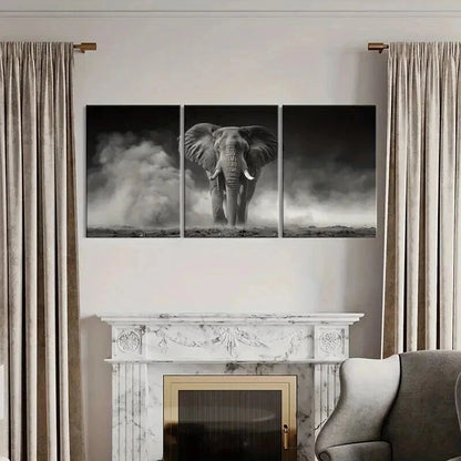 3pcs Majestic Elephant Stormy Sky Dramatic Wall Art Set Canvas Framed 40x60cm - High Quality Print 100% Australian Made Wall Canvas Ready to Hang - Bella Home Decor