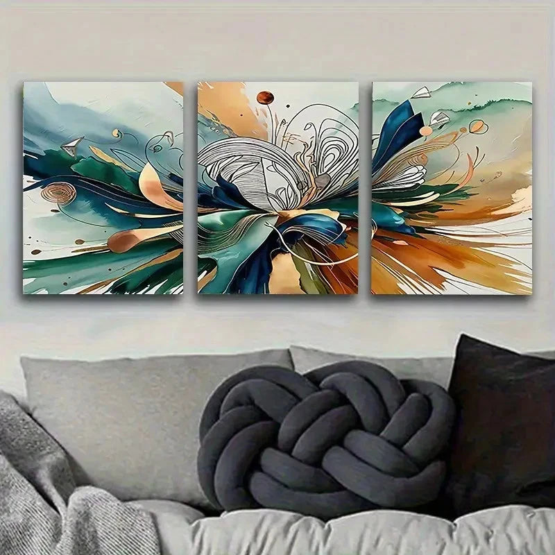 3pcs Abstract Floral Artwork Print Wall Art Set Canvas Framed 60x90cm - High Quality Print 100% Australian Made Wall Canvas Ready to Hang - Bella Home Decor