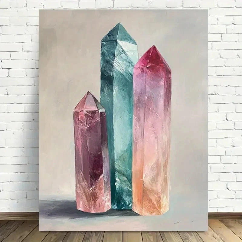 Beautiful Vibrant Pink Blue and Clear Geometric40x60cm Metal Print Ready to Hang - Bella Home Decor