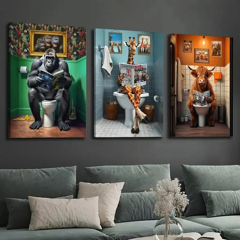 3pcs  Nordic Style Animal  Wall Art Set Canvas Framed 40x60cm - High Quality Print 100% Australian Made Wall Canvas Ready to Hang - Bella Home Decor