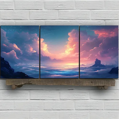 3pcs Featuring Beautiful Designs Under The Code Metal Print Ready to Hang Art - Bella Home Decor