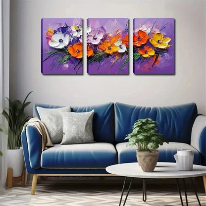 3pcs Vibrant Watercolor Floral Design Perfect Wall Art Set Canvas Framed 50x70cm - High Quality Print 100% Australian Made Wall Canvas Ready to Hang - Bella Home Decor