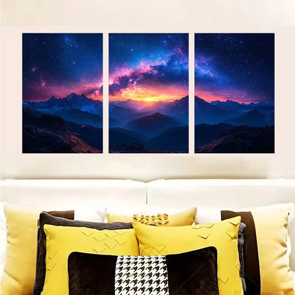 3pcs Starry Sky & Mountain Landscape j  Wall Art Set Canvas Framed 50x70cm - High Quality Print 100% Australian Made Wall Canvas Ready to Hang - Bella Home Decor